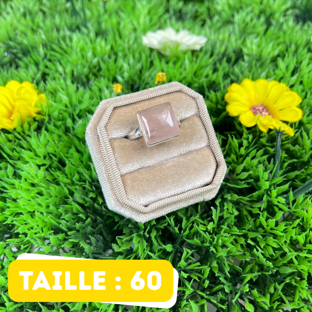 Bague Argent en Quartz rose #131