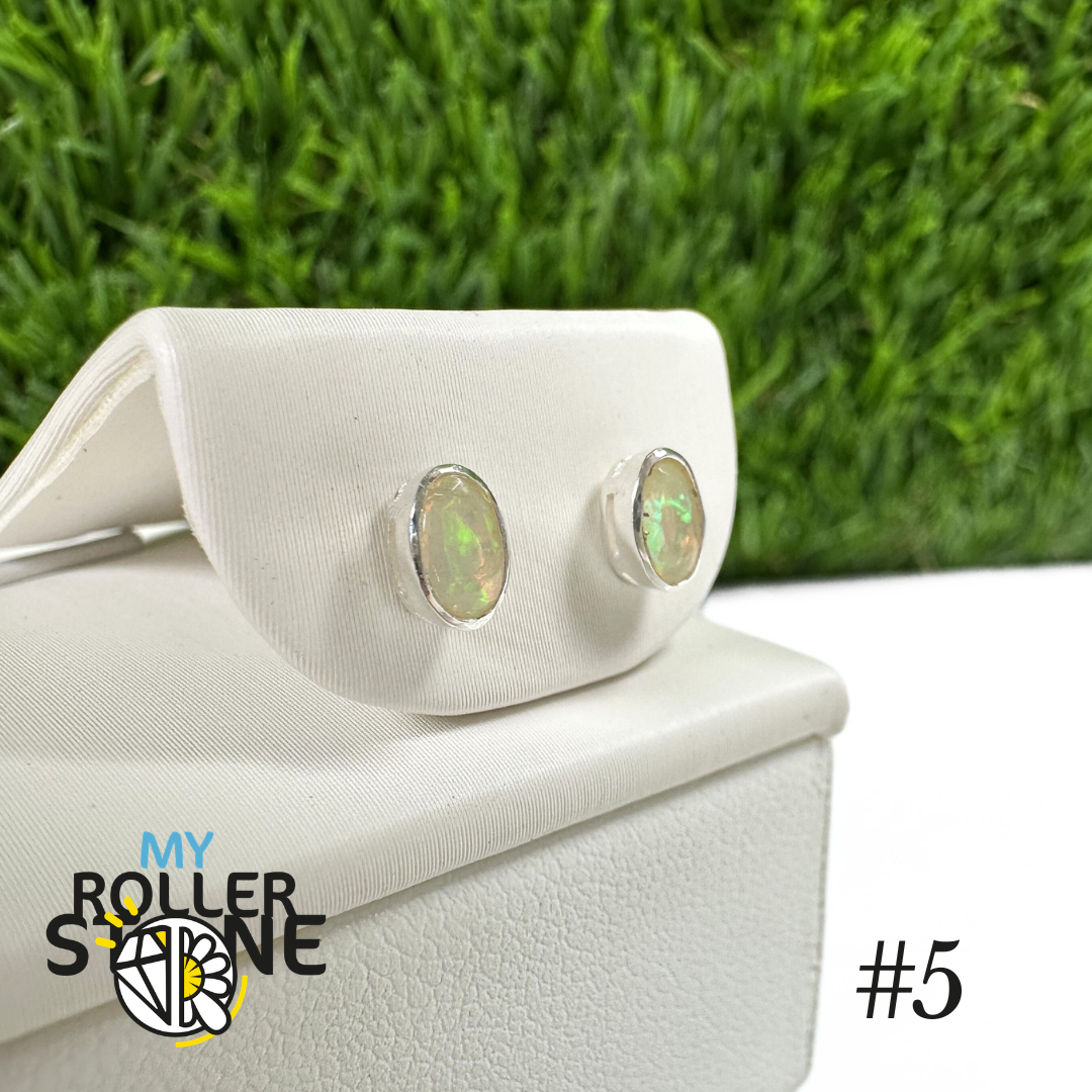 Boucles d'oreilles Opale Éthiopienne Oval 5X3 MM En Argent 925 #5