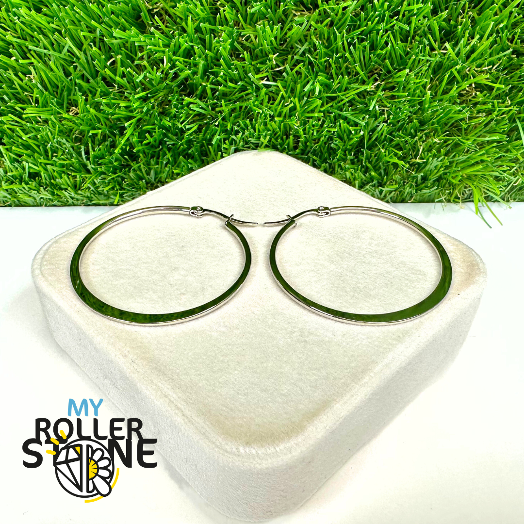 Boucles d’oreilles créoles larges en acier inoxydable