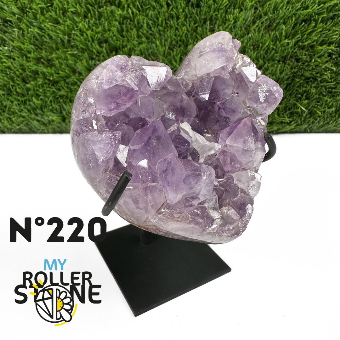 Géode Coeur Améthyste sur Support Métal #220