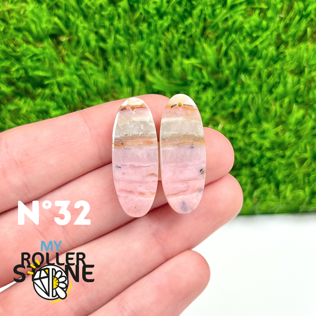 Pendentif Percé Opale Rose Duo