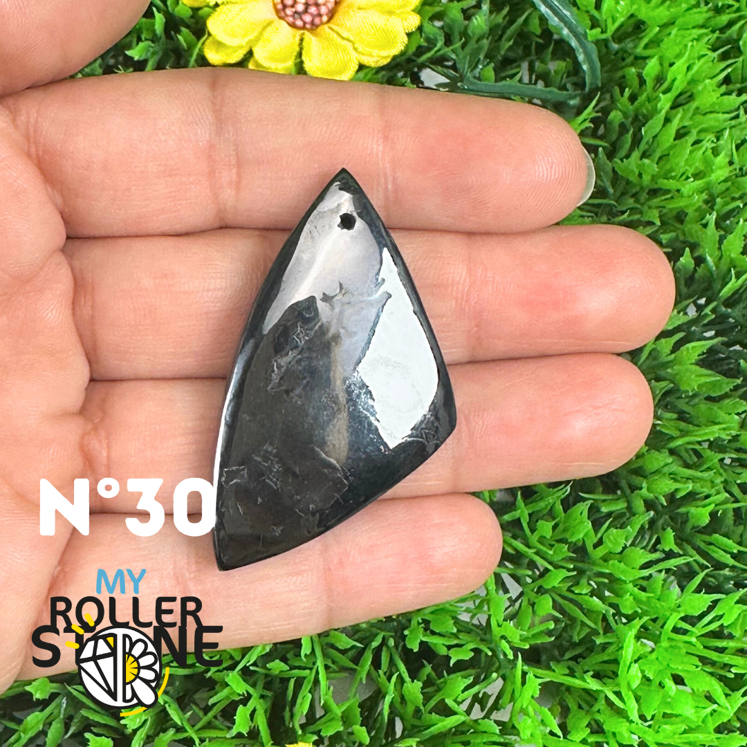 Pendentif Percé Psilomelane Argenté