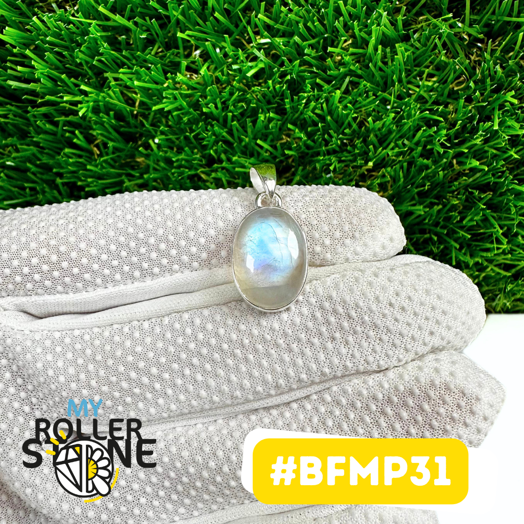 Pendentif Pierre de Lune Blue Fire Argent 925 (BFMP31)