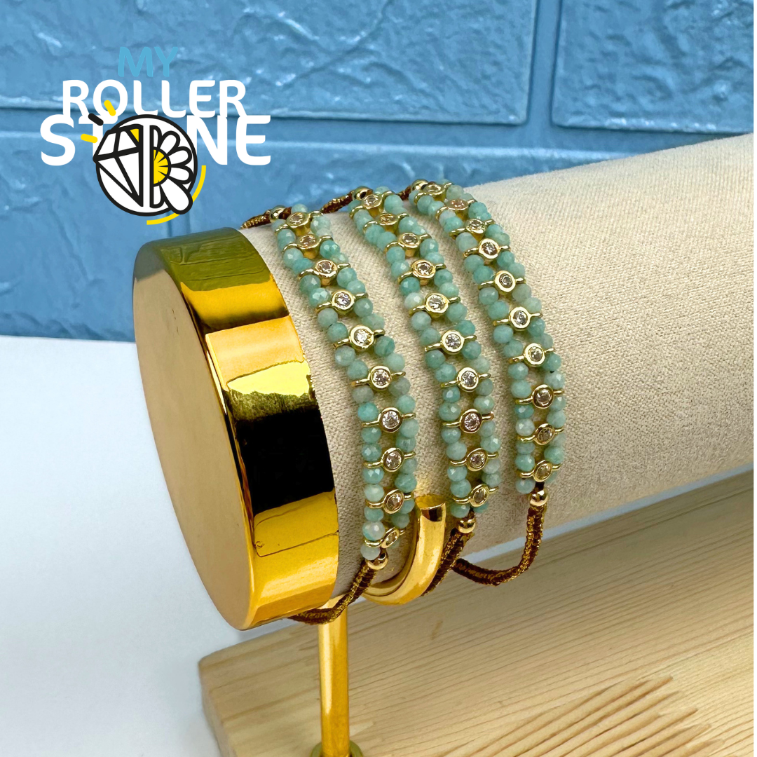 Bracelet Tressé Perles Naturelles et Strass