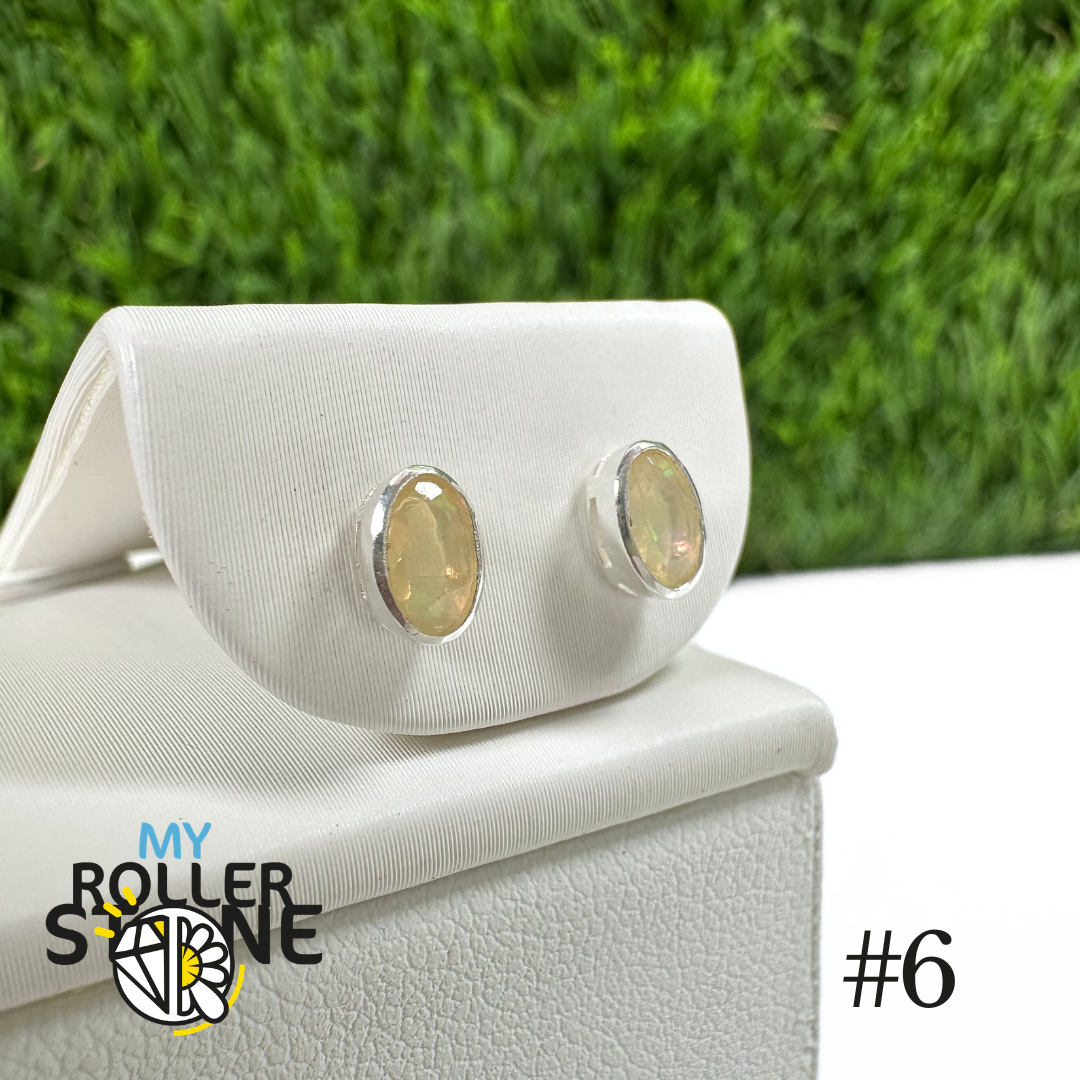 Boucles d'oreilles Opale Éthiopienne Oval 5X3 MM En Argent 925 #6