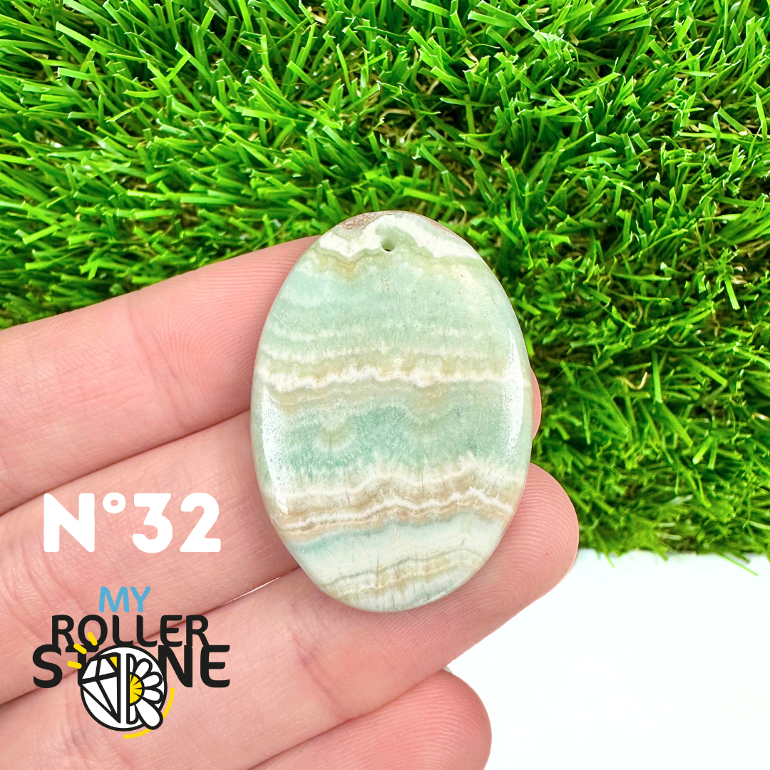 Pendentif Percé Calcite Cambrienne Bleue 5A