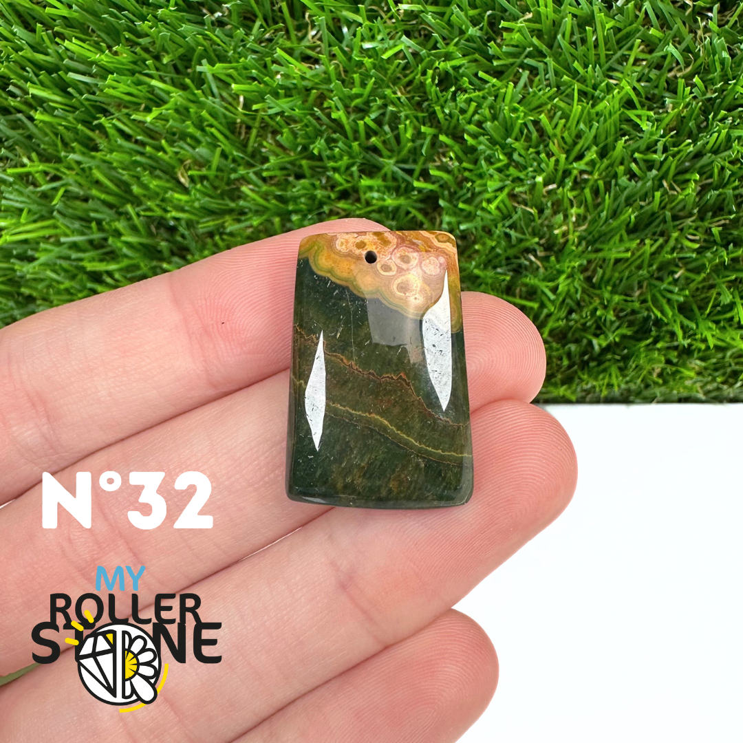 Pendentif Percé Jaspe Océan 5A