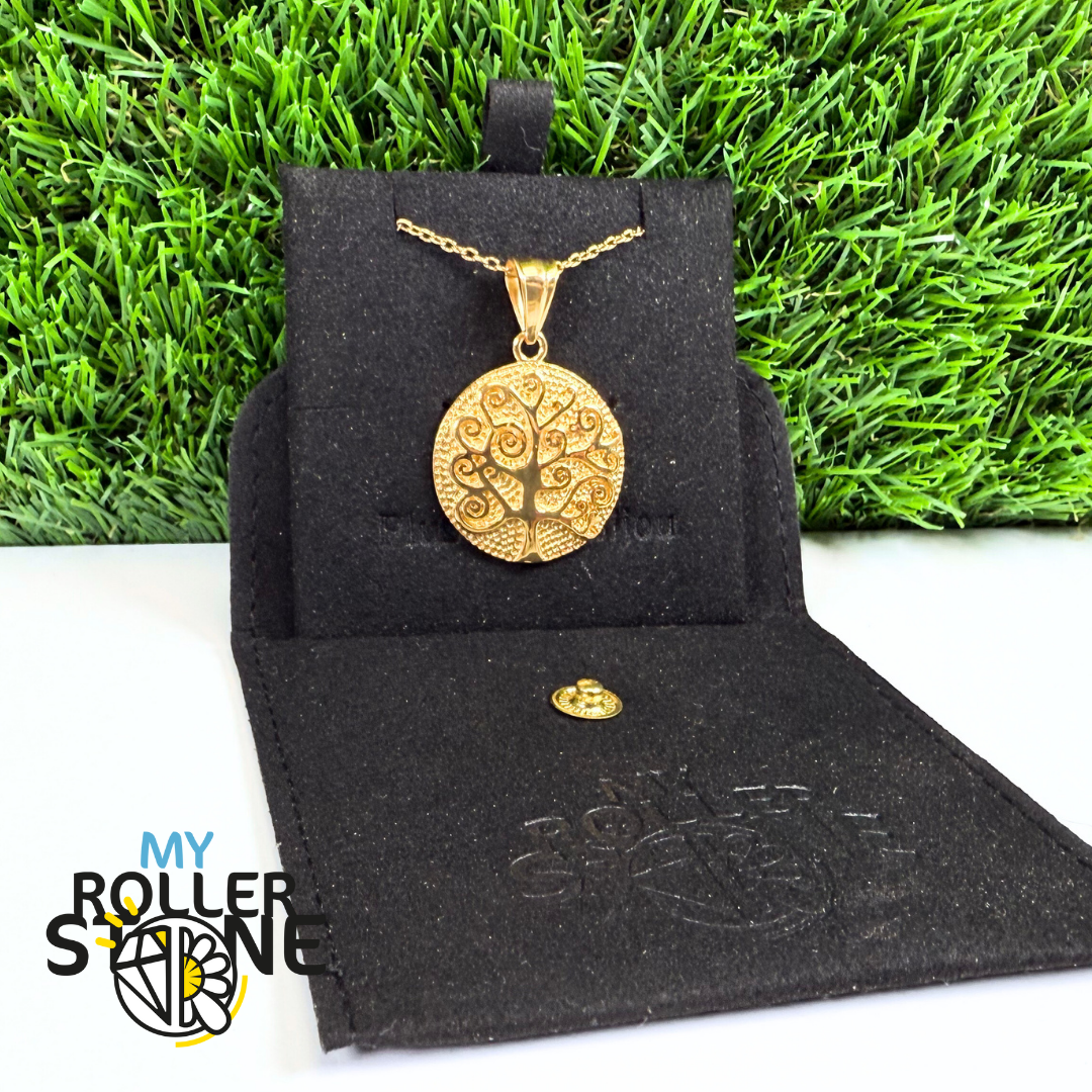 Arbre de vie en pendentif acier inoxydable Dorée