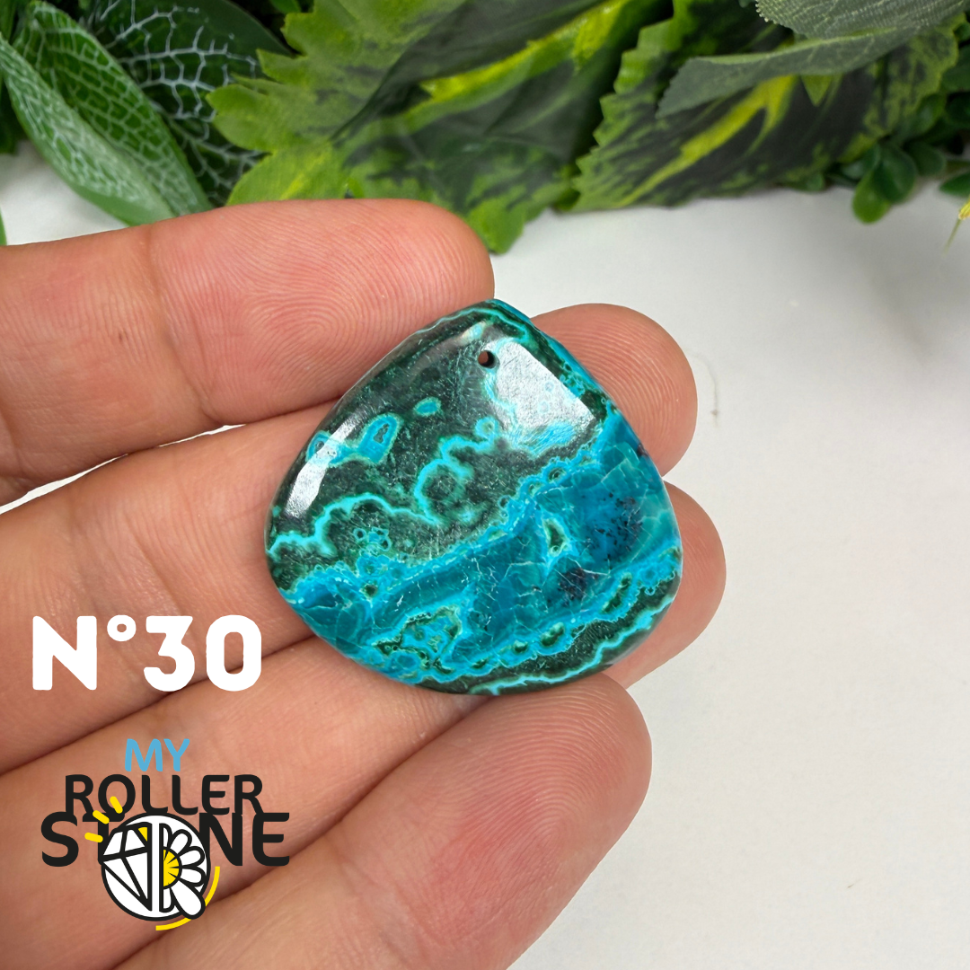 Pendentif Malachite Chrysocolle Percé 5A