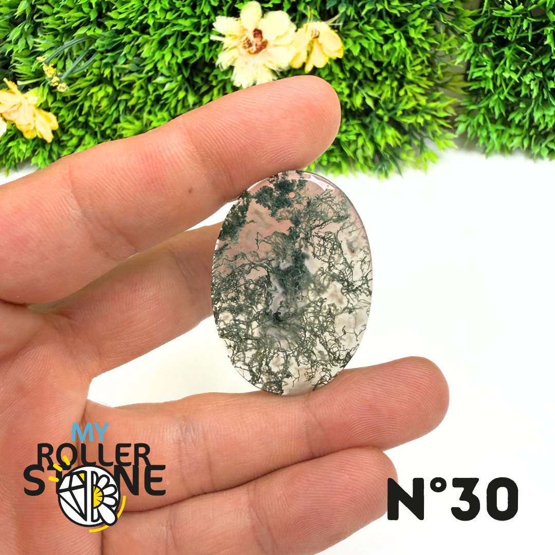 Pendentif Percé Agate Mousse Naturelle 5A