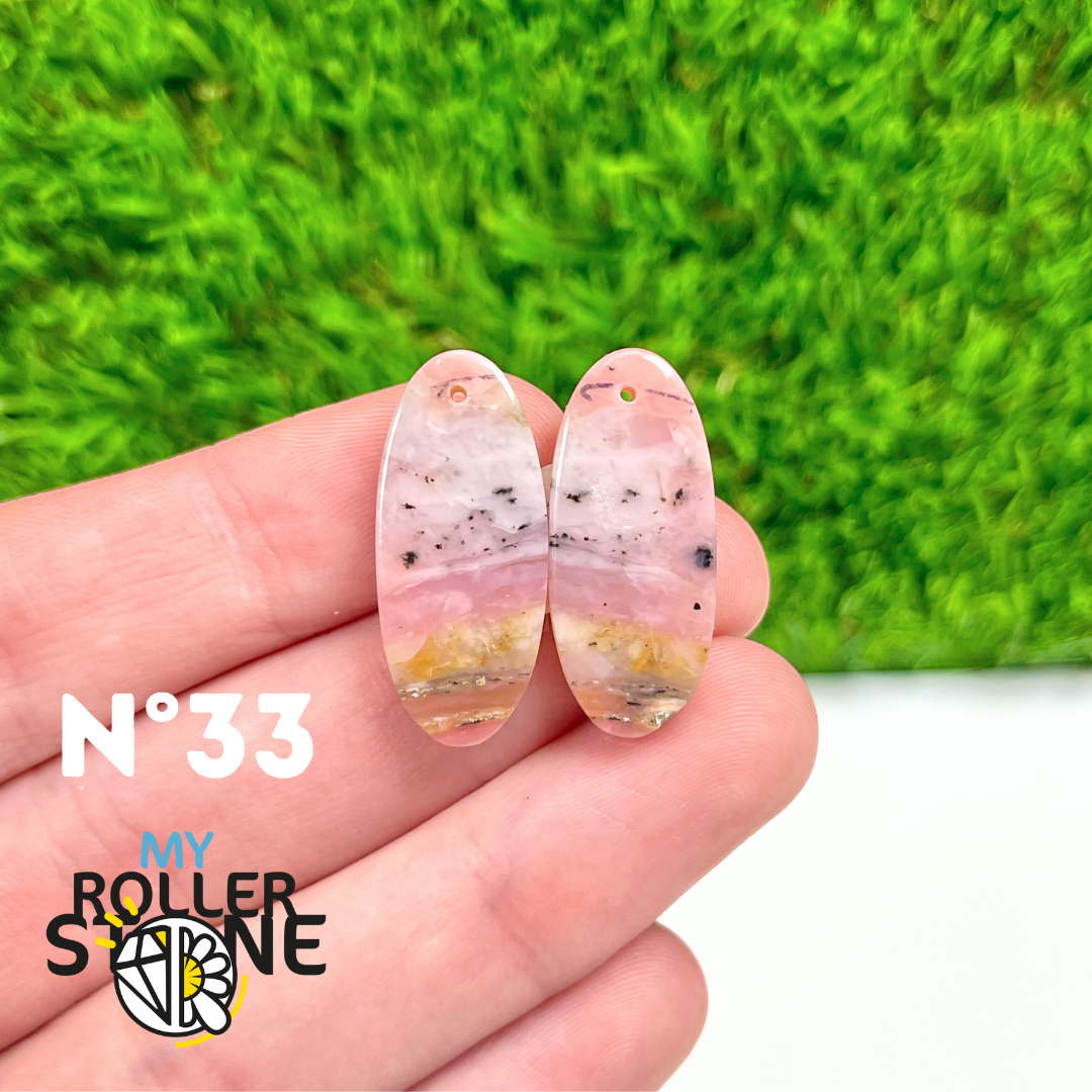 Pendentif Percé Opale Rose Duo