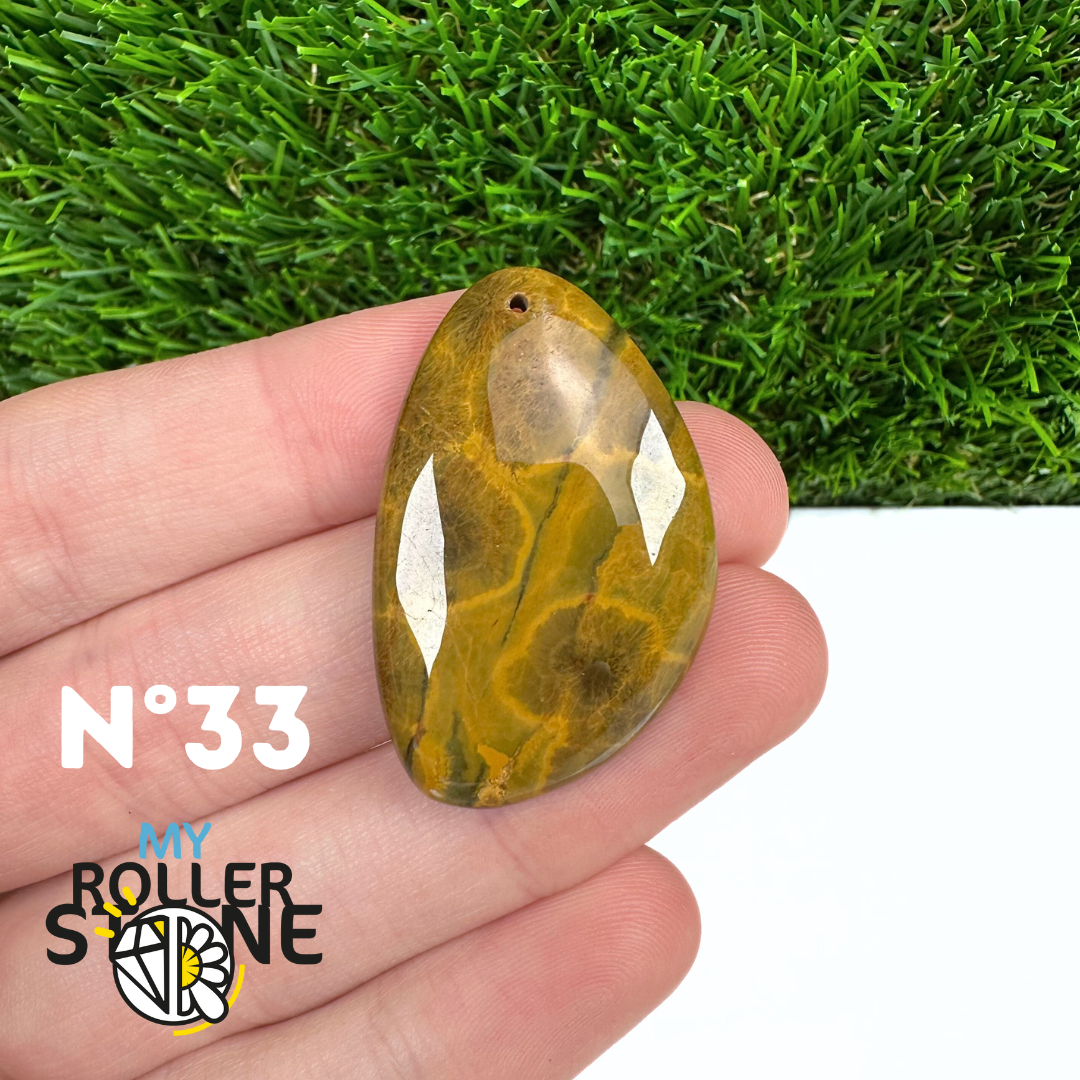 Pendentif Percé Jaspe Océan 5A