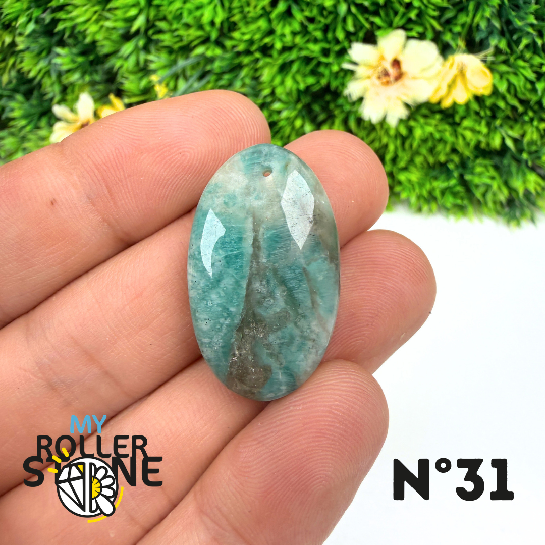 Pendentif Percé Amazonite et Quartz Fumé (Rare)