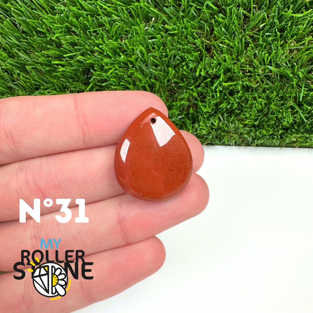 Pendentif Jaspe rouge 5A Percé