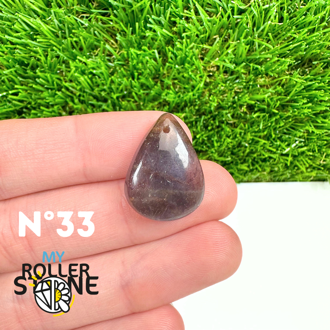 Pendentif Percé Iolite et Pierre de Soleil 5A