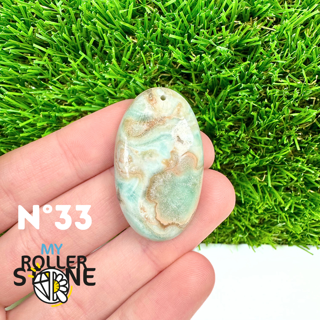 Pendentif Percé Calcite Cambrienne Bleue 5A