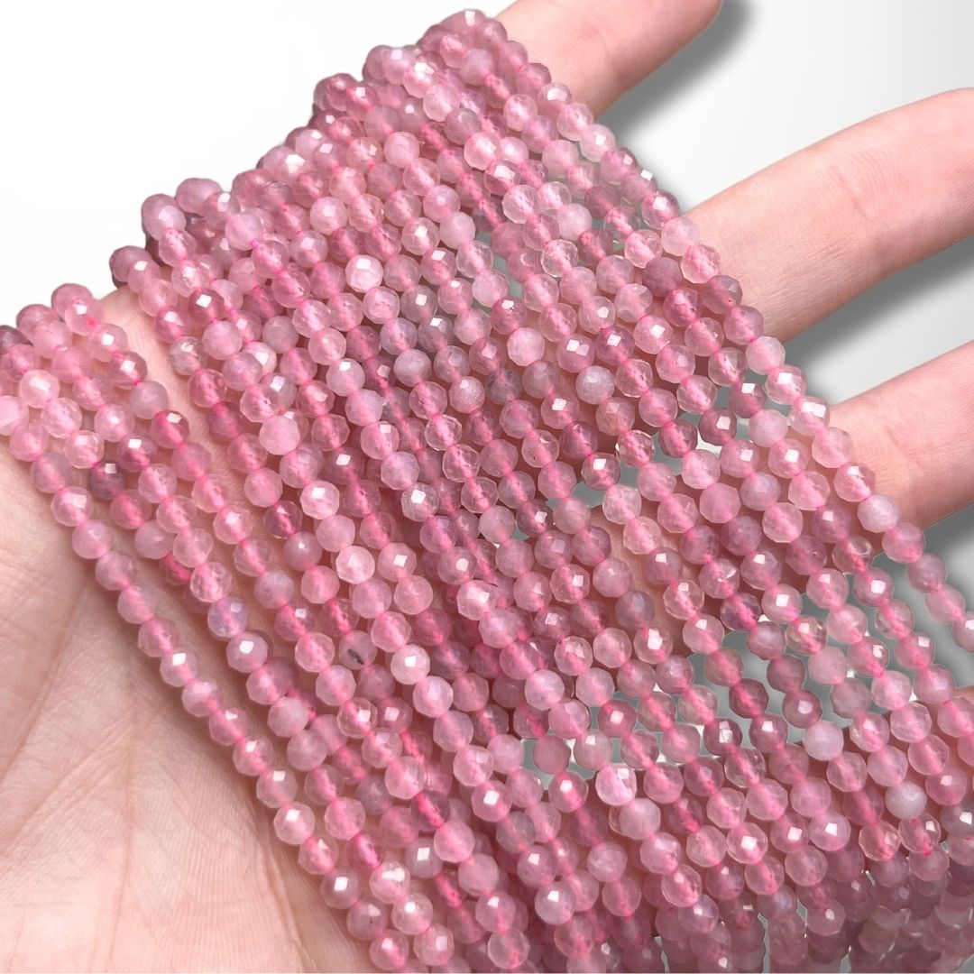 Perle Facettée Quartz Rose de Madagascar 3A 3 MM