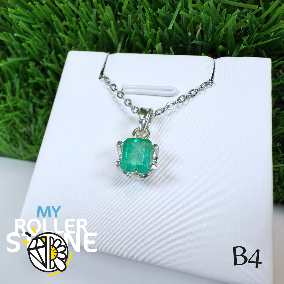 Pendentif Émeraude et Argent 925 B4