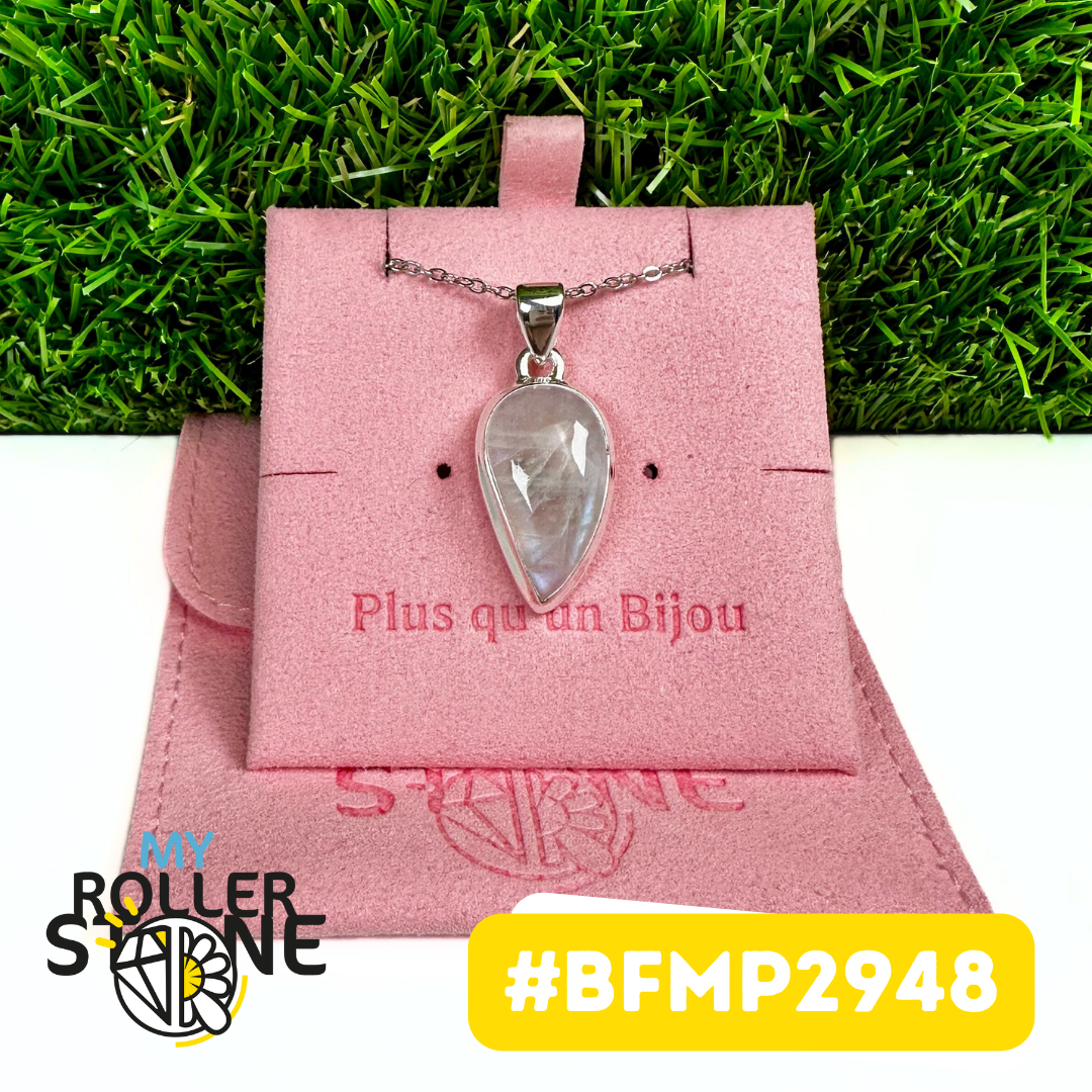 Pendentif Pierre de Lune Blue Fire Argent 925 (BFMP2948)