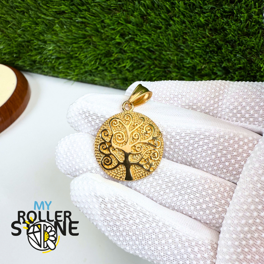 Arbre de vie en pendentif acier inoxydable Dorée