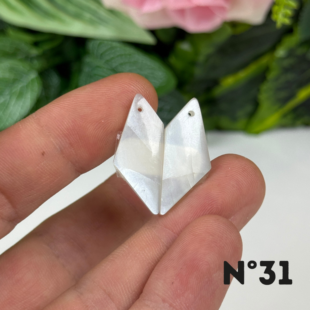 Paire de Cabochon percé en Pierre de lune D'Inde pour Boucles d'oreilles