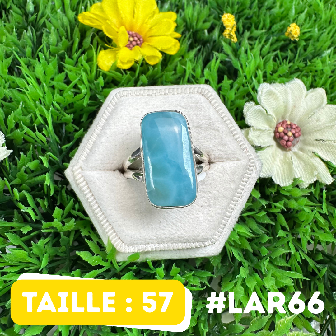 Bague En Argent Et Larimar - Taille 57, Occasion, Bijou Unique