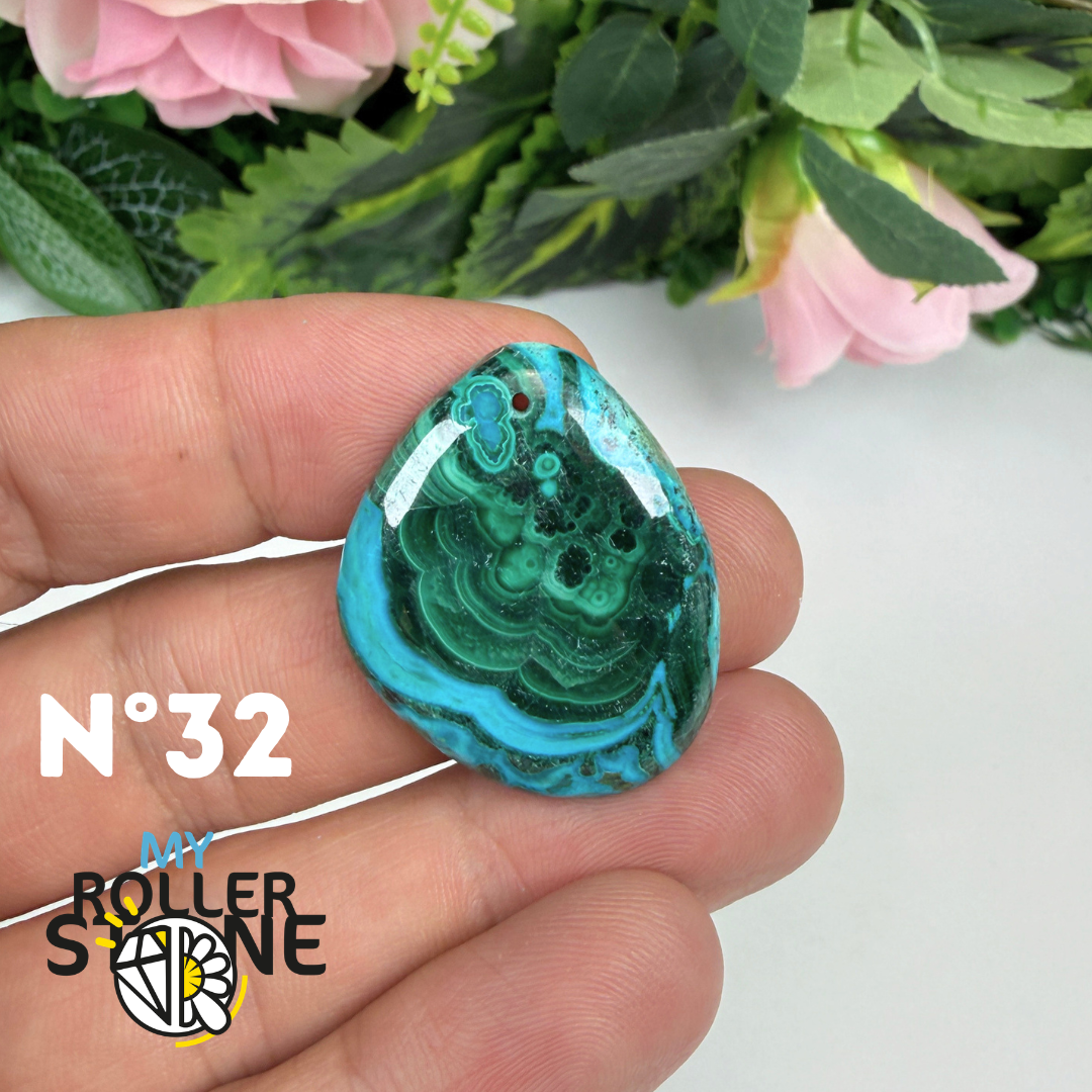 Pendentif Malachite Chrysocolle Percé 5A