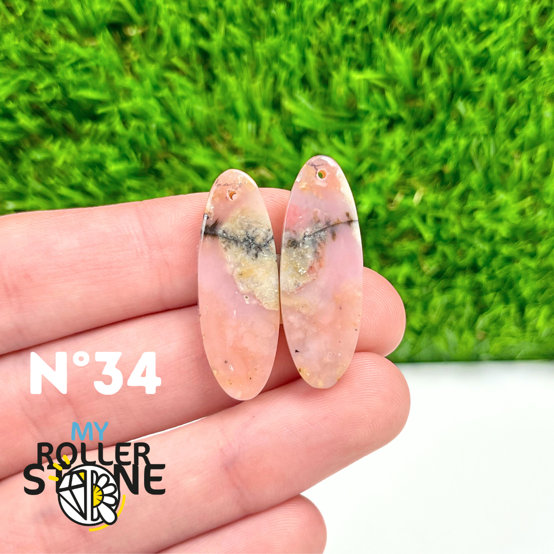 Pendentif Percé Opale Rose Duo