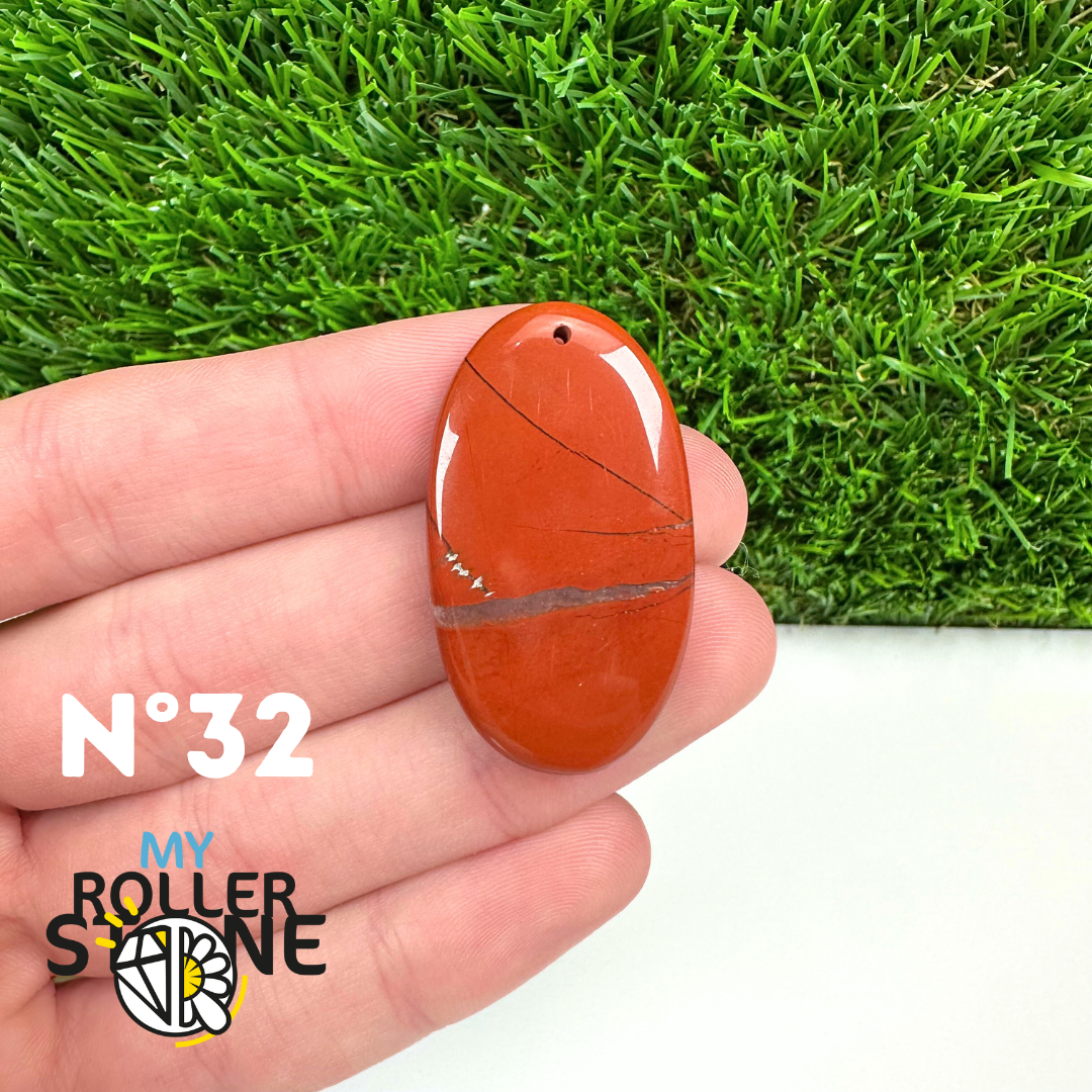 Pendentif Jaspe rouge 5A Percé