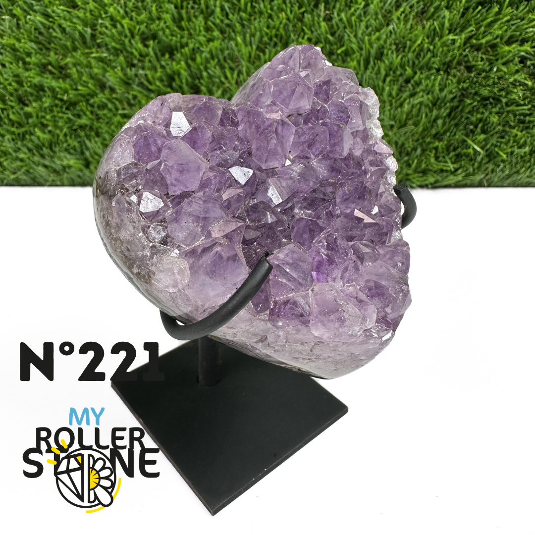Géode Coeur Améthyste sur Support Métal #221