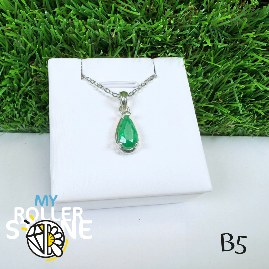 Pendentif Émeraude et Argent 925 B5