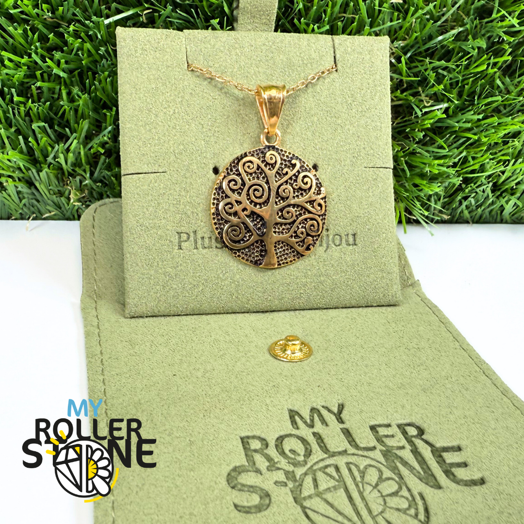 Arbre de vie en pendentif acier inoxydable Dorée