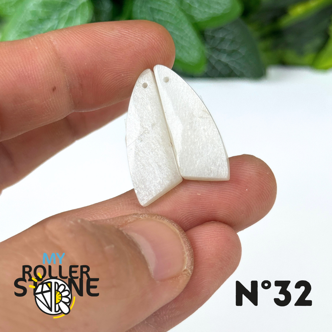Paire de Cabochon percé en Pierre de lune D'Inde pour Boucles d'oreilles