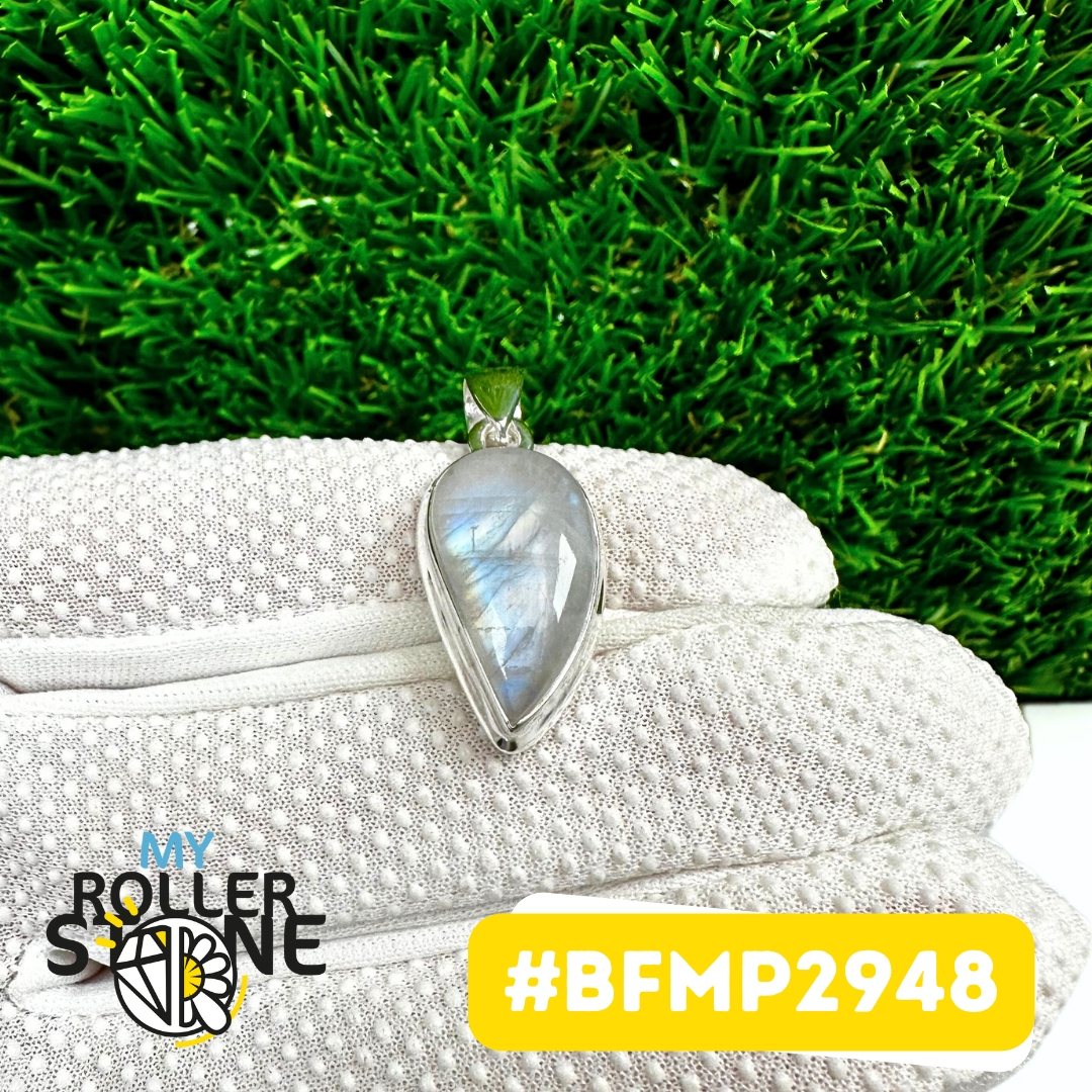 Pendentif Pierre de Lune Blue Fire Argent 925 (BFMP2948)