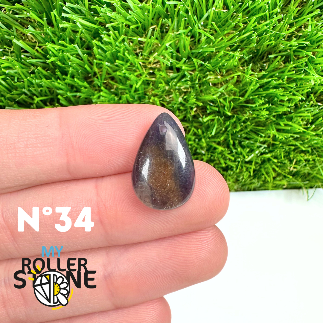 Pendentif Percé Iolite et Pierre de Soleil 5A