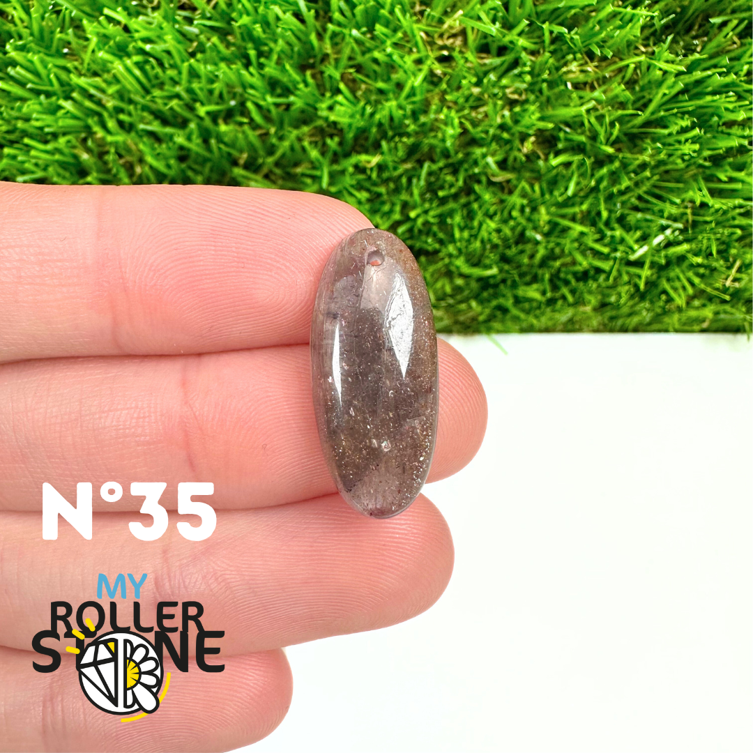 Pendentif Percé Iolite et Pierre de Soleil 5A