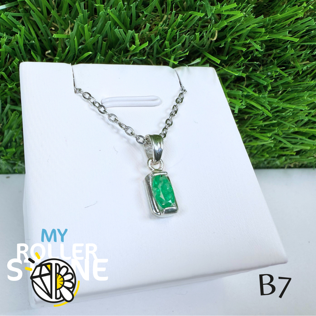 Pendentif Émeraude et Argent 925 B7
