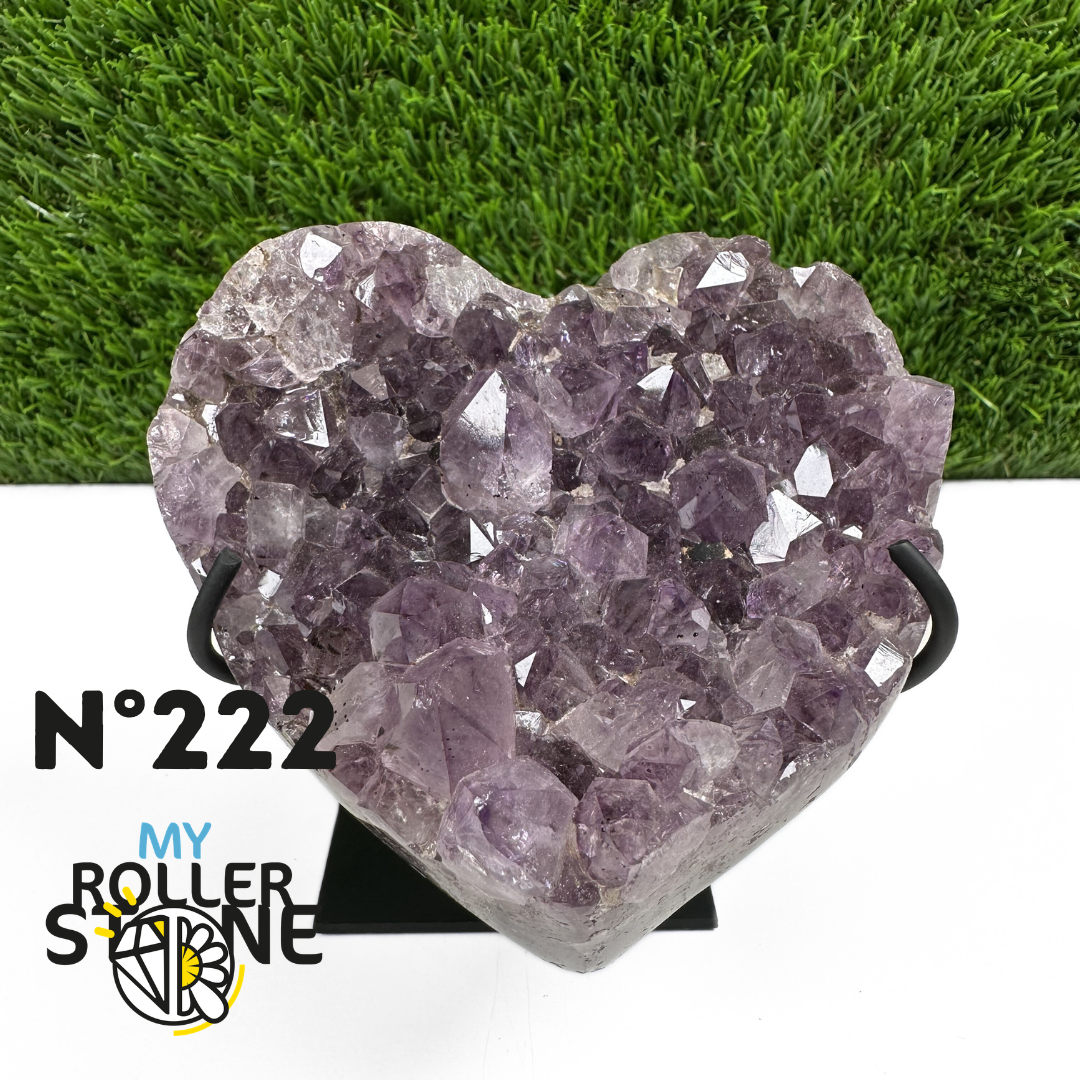 Géode Coeur Améthyste sur Support Métal #222