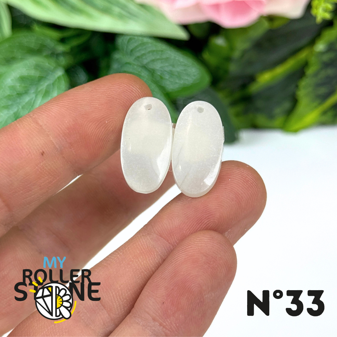 Paire de Cabochon percé en Pierre de lune D'Inde pour Boucles d'oreilles