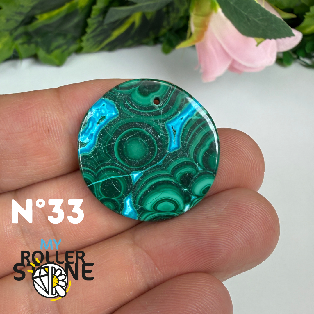 Pendentif Malachite Chrysocolle Percé 5A