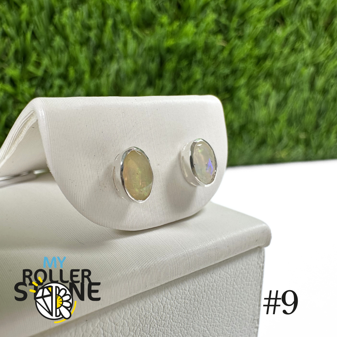 Boucles d'oreilles Opale Éthiopienne Oval 5X3 MM En Argent 925 #9