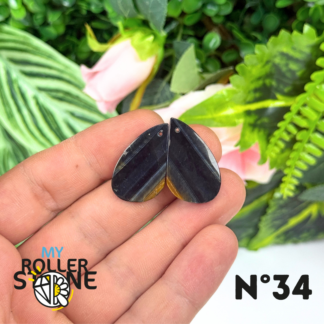 Paire de Cabochon percé en Oeil de Faucon pour Boucles d'oreilles