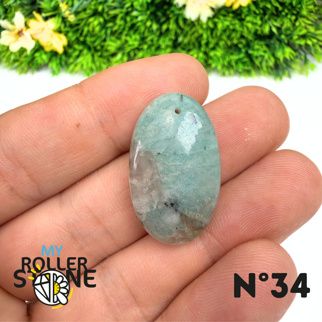 Pendentif Percé Amazonite et Quartz Fumé (Rare)