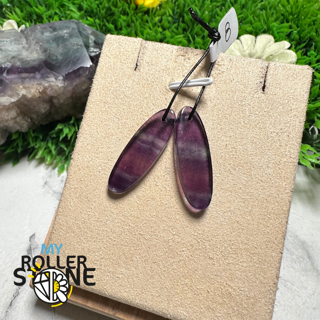 Paire de Cabochons percées Fluorite Goutte oval