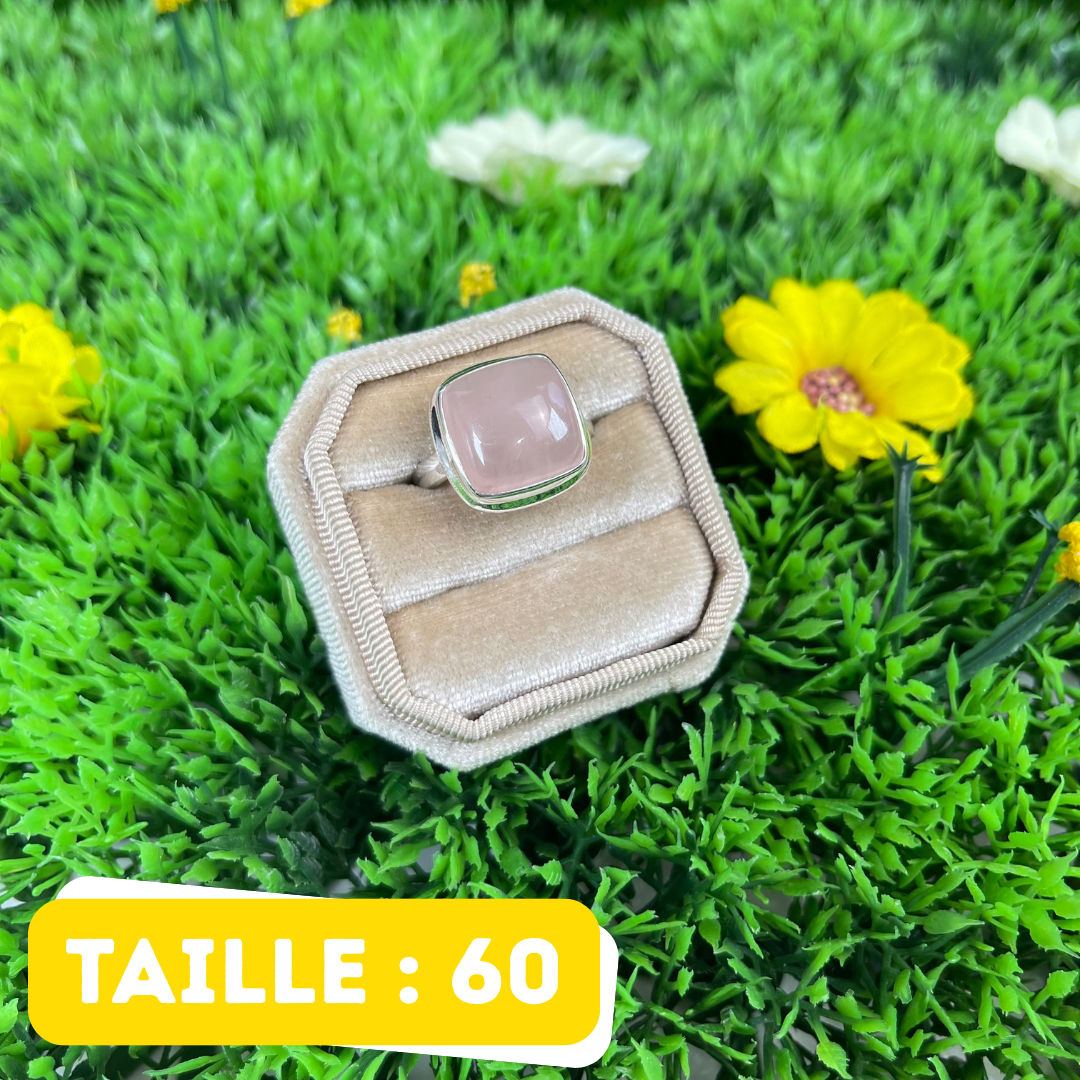 Bague Argent en Quartz rose #136