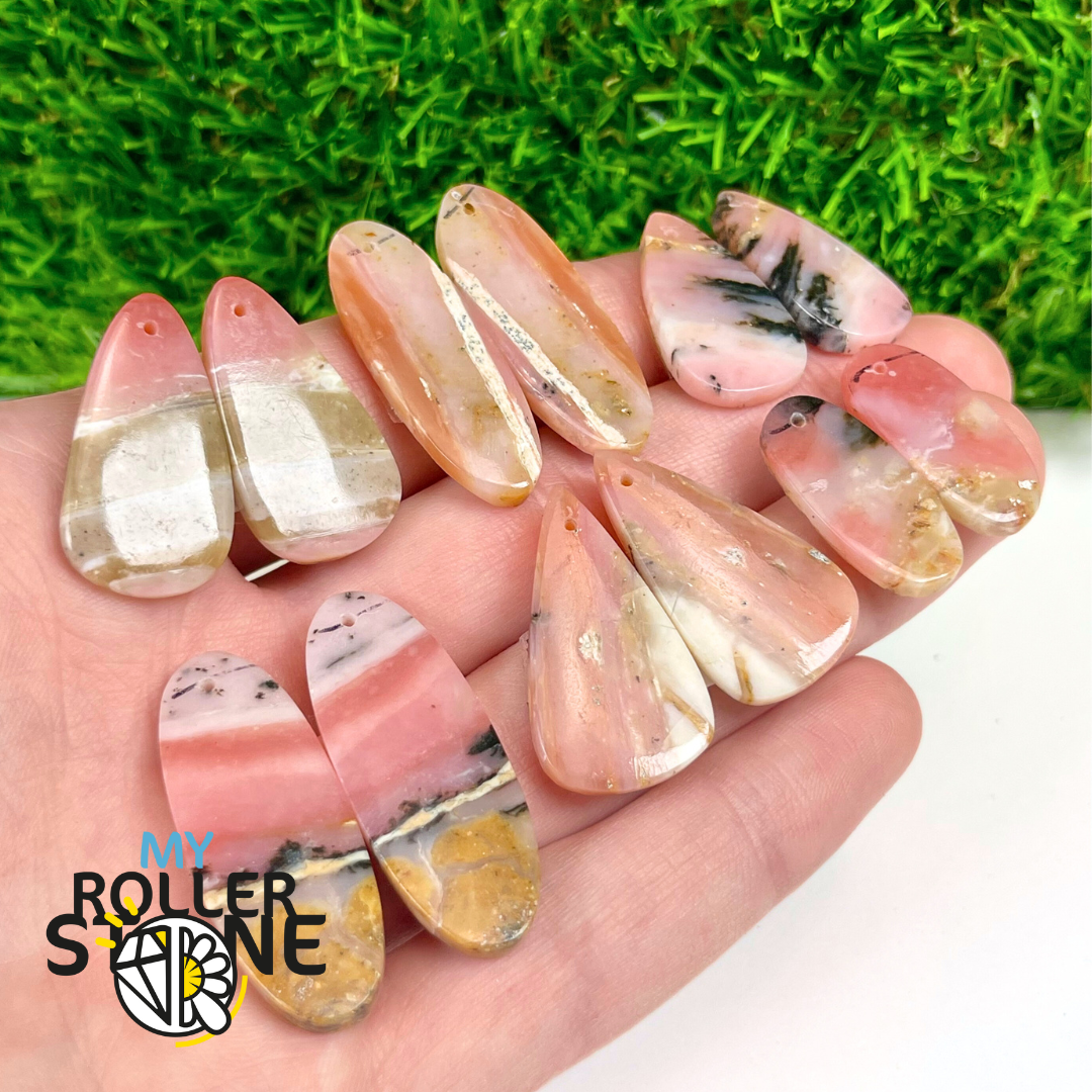 Pendentif Percé Opale Rose Duo