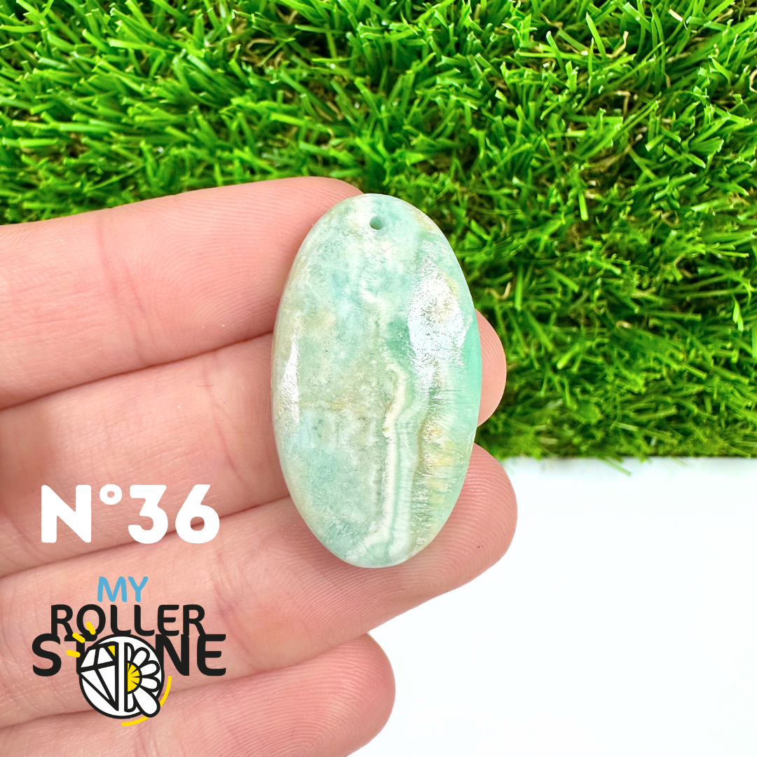 Pendentif Percé Calcite Cambrienne Bleue 5A