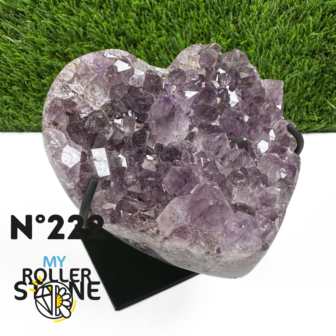 Géode Coeur Améthyste sur Support Métal #222