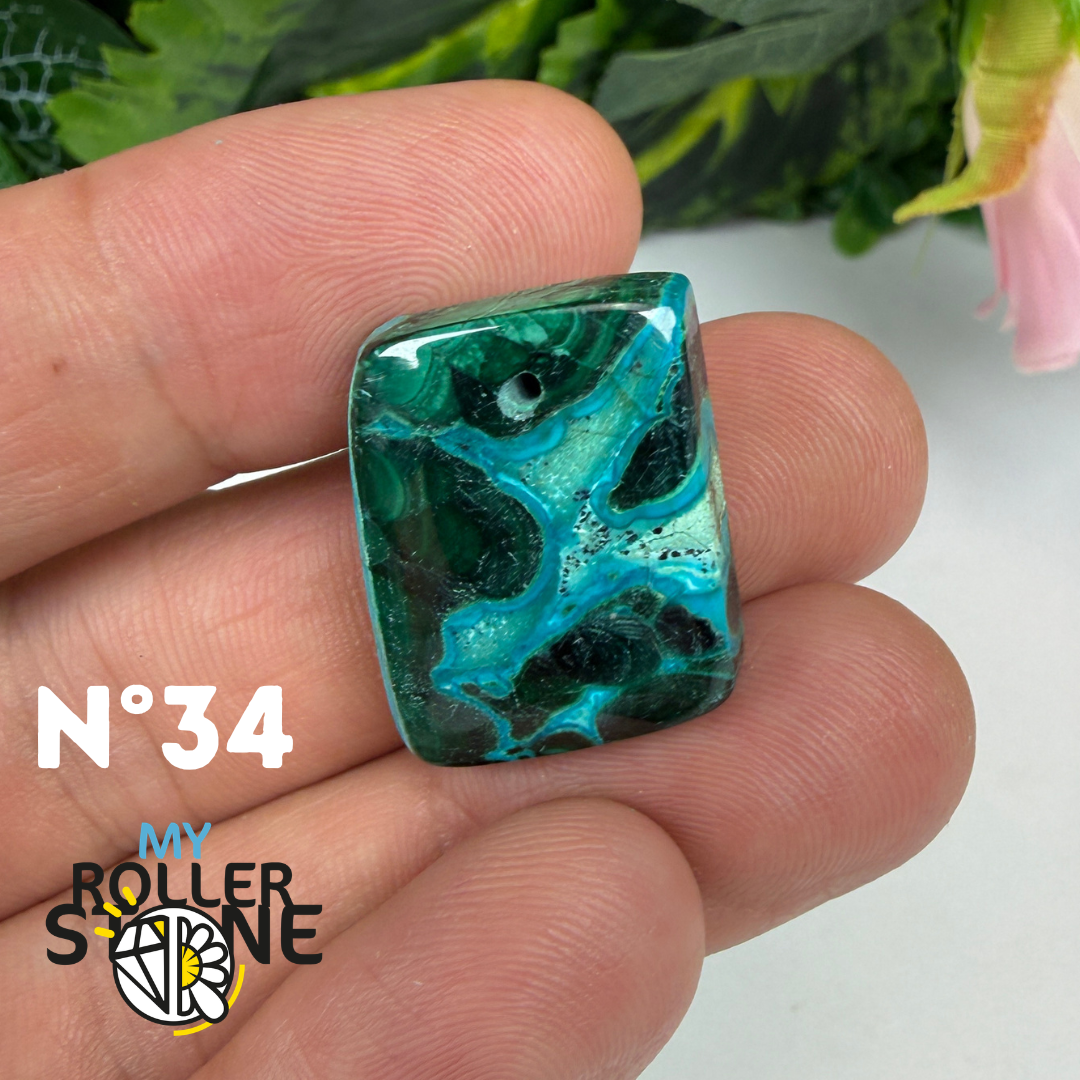 Pendentif Malachite Chrysocolle Percé 5A