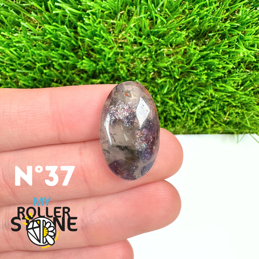 Pendentif Percé Iolite et Pierre de Soleil 5A